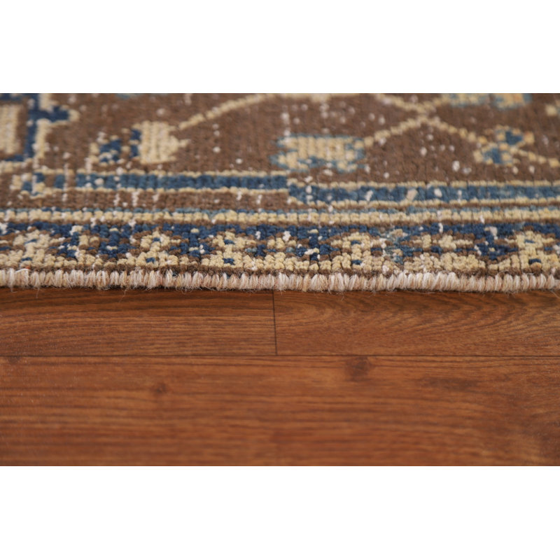 Tapis à motif géométrique motif persan Joshaghan noué à la main 7 x 11