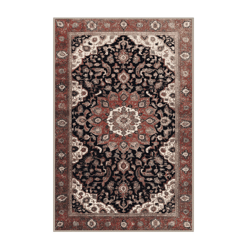 Machine Washable Persian Brown Area Rug, Rectangle 2' x 3'