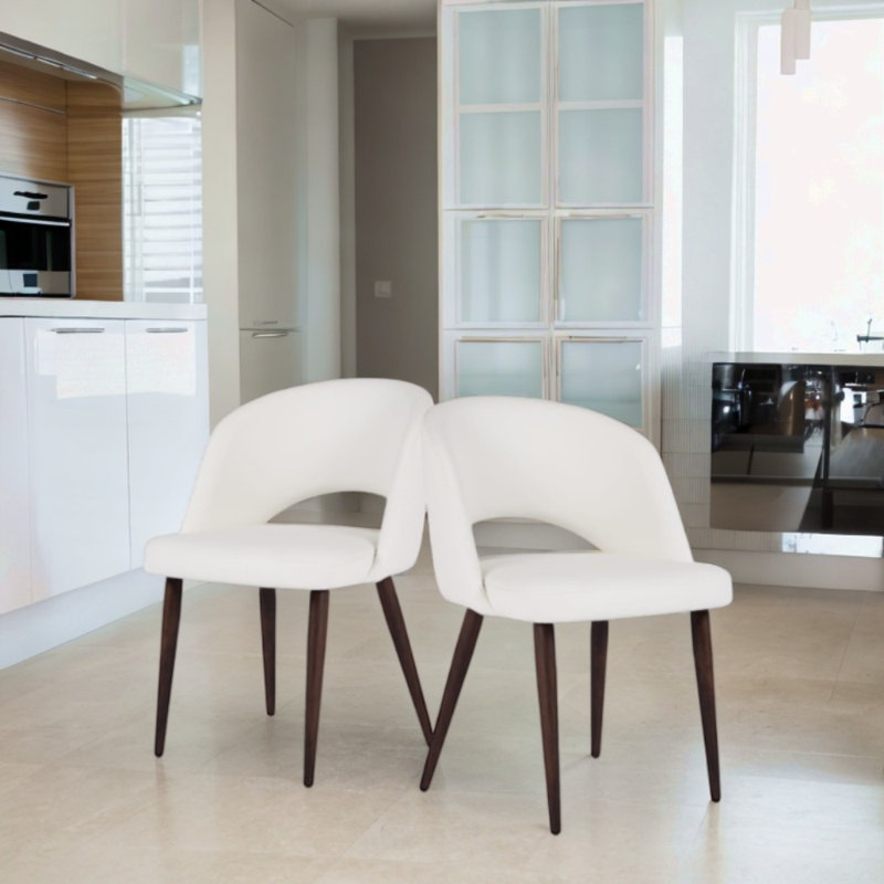 Rukayah Pu Leather Dining Chair, White Faux Leather