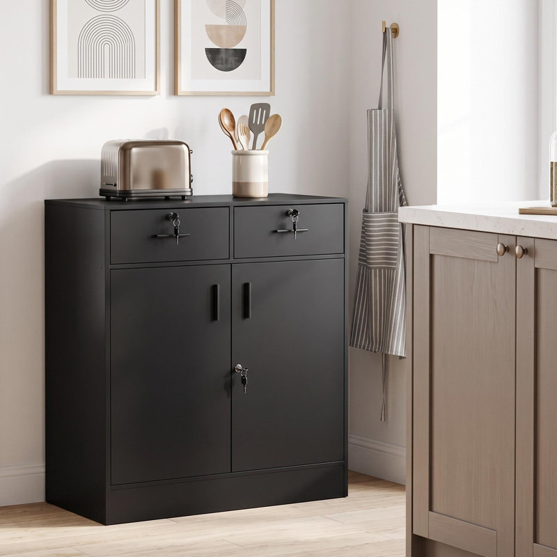 2 -Door 1 -Shelf Storage Cabinet, 2 Drawer