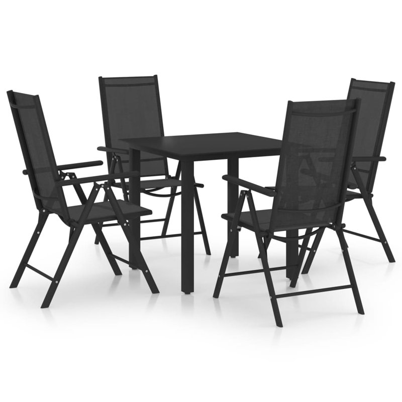 Rectangular 4 - Person 31.5" Long Dining Set with Cushions, Black, 31.5" table length