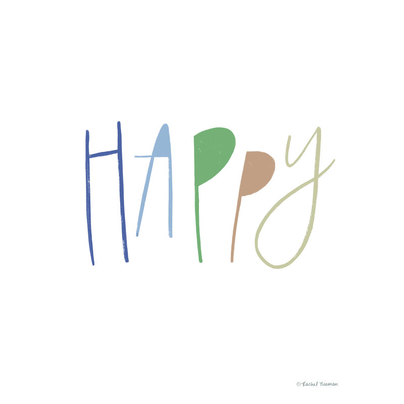 «Happy» par Rachel Nieman, reproduction sur toile tendue, L 12 po x H 16 po