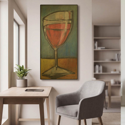 « Verre de rouge » de Tim Nyberg, tableau mural en métal doré, 61 x 122 cm