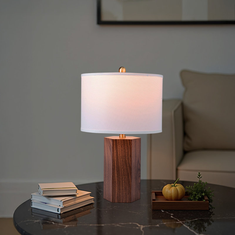 29''/26''/22'' Modern Wooden Bedside Table Lamps, Cozy Desk Lamp with Linen Shade for Home Office, Bedroom, Kitchen Counter