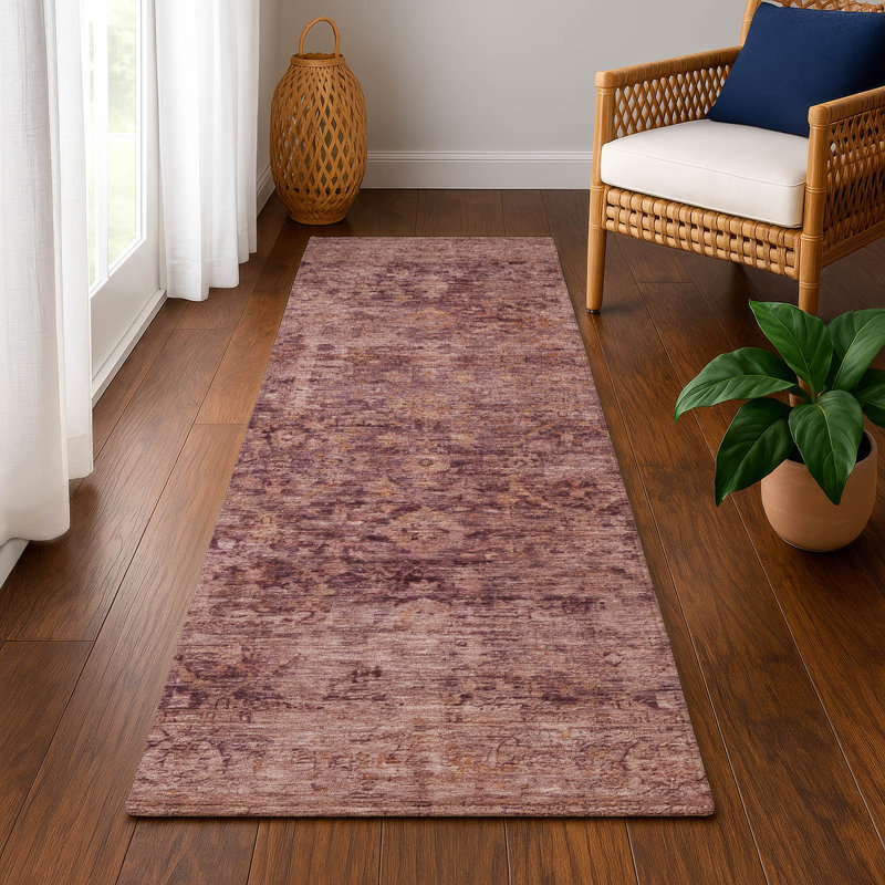 Premium Machine Washable Otte AMF1773 Border Rug, Runner 2'3" x 7'6"