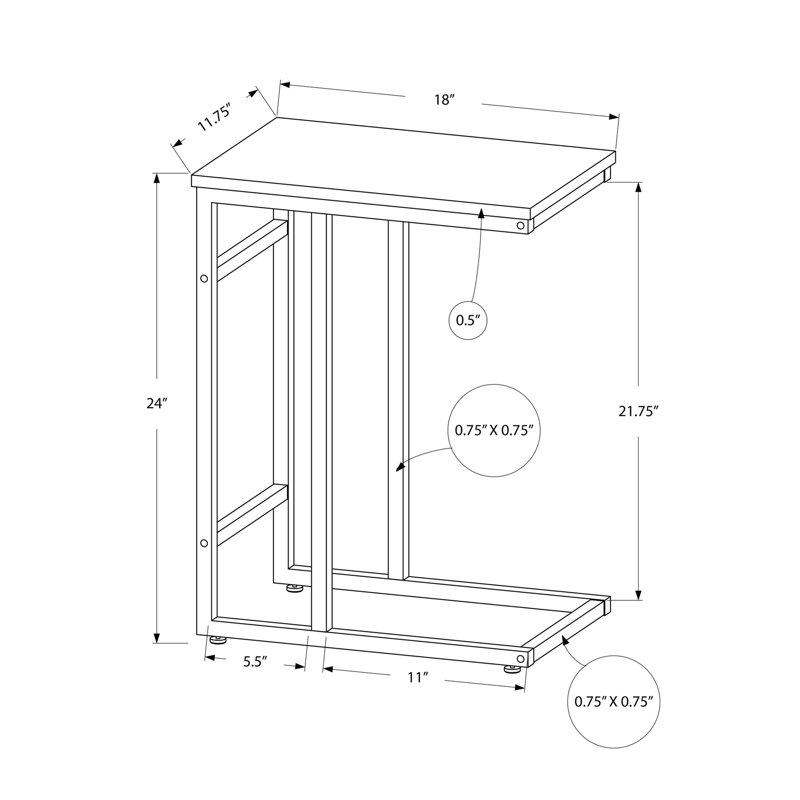 Accent Table, End Table, Metal Frame Side Table, Indoor End Table For Living Space, Black