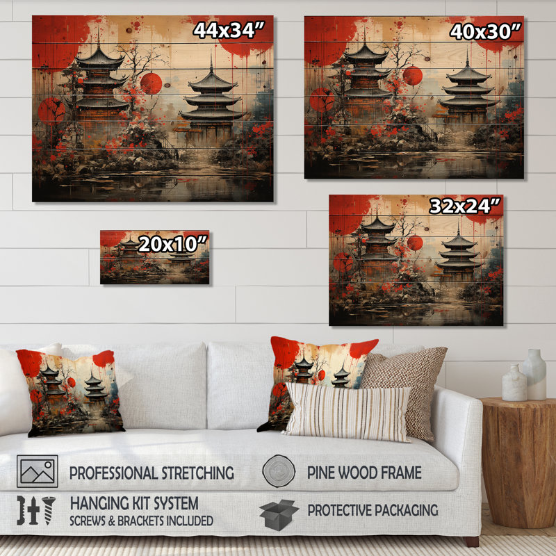 Lureta, art asiatique fusion urbaine sur bois, H 10 po x l 20 po x P 0,78 po