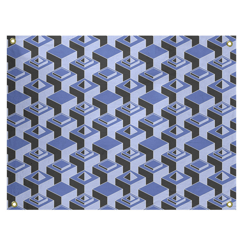 Jordao Polyester Tapestry, 50" H x 59" W, Blue/Black