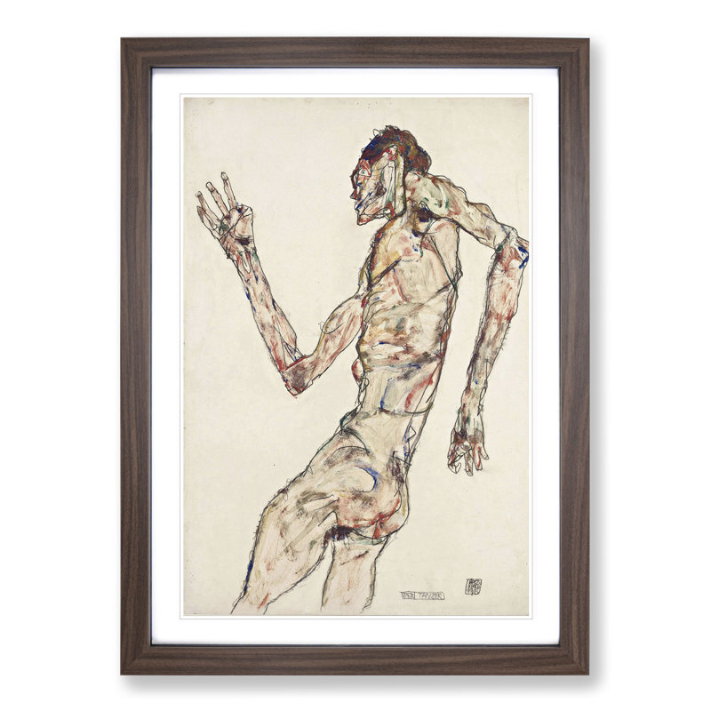 The Dancer by Egon Schiele - Picture Frame Painting, 36cm H x 27cm W x 2cm D, Walnut