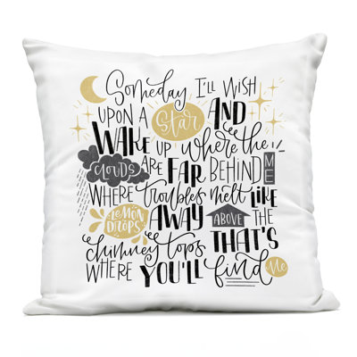Over The Rainbow Poem Design by Sarah Hickman Outdoor Printed Pillow