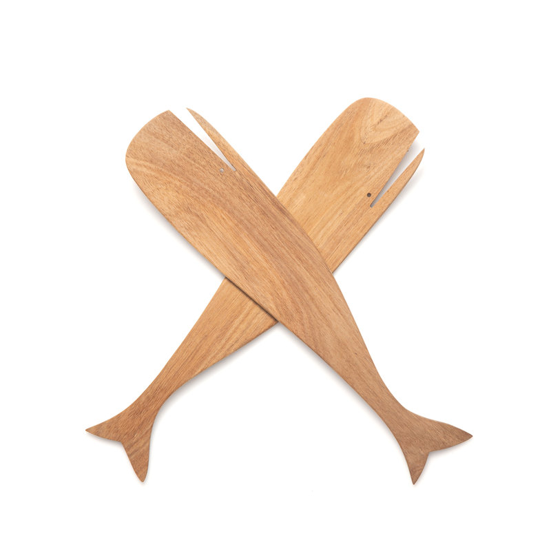 2 Piece Wood Stainless Steel Salad Servers