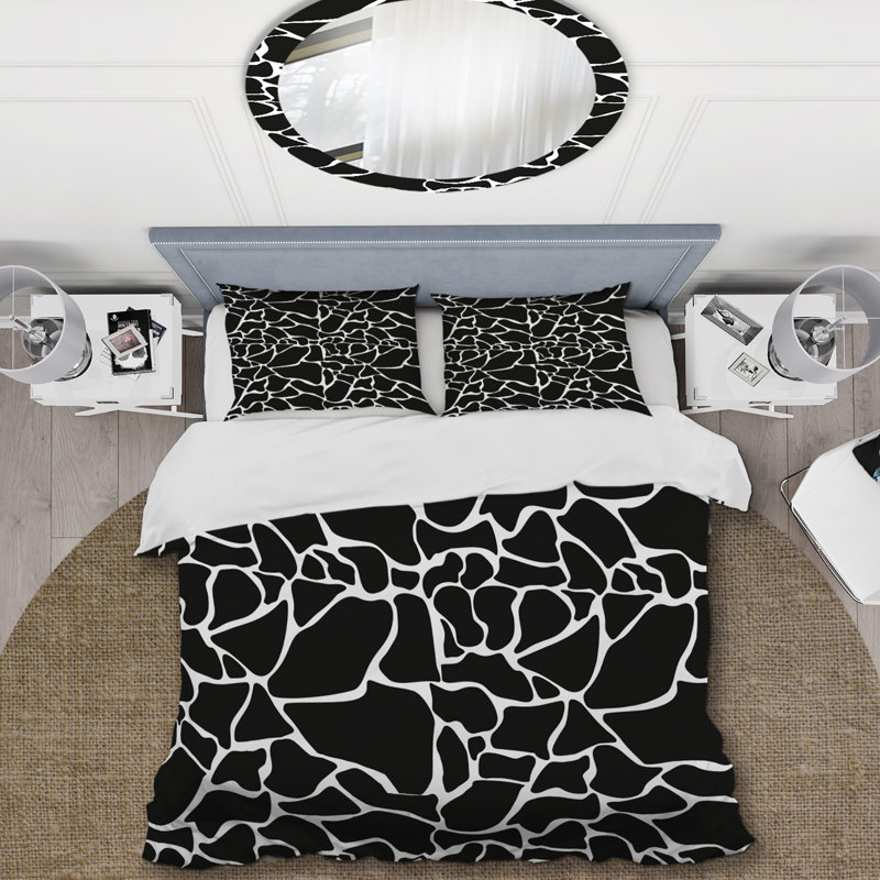 Ensemble de housse de couette en microfibre blanc / noir 3 pièces