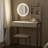 Small Vanity Desk with Mirror and Lights, Makeup Vanity Table with LED Mirror, 3 Lighting Modes, Power Outlet, Drawer, Open Shelves and Cushioned Stool for Bedroom-1939721295