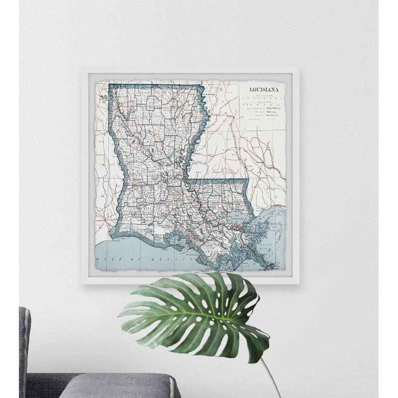 «White Louisiana Map», cadre photo, H 24 po x l 24 po x P 1,5 po