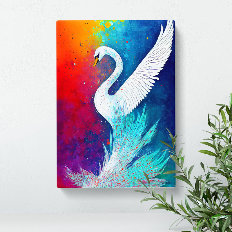 XC1022-4383X Swan Paint Splash No.5 Abstract - Wrapped Canvas Print, 60cm H x 40cm W x 3cm D