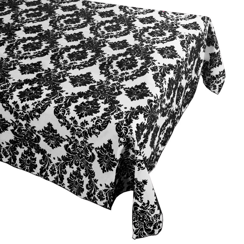 Damask Tablecloth, 58" x 58", Black/White
