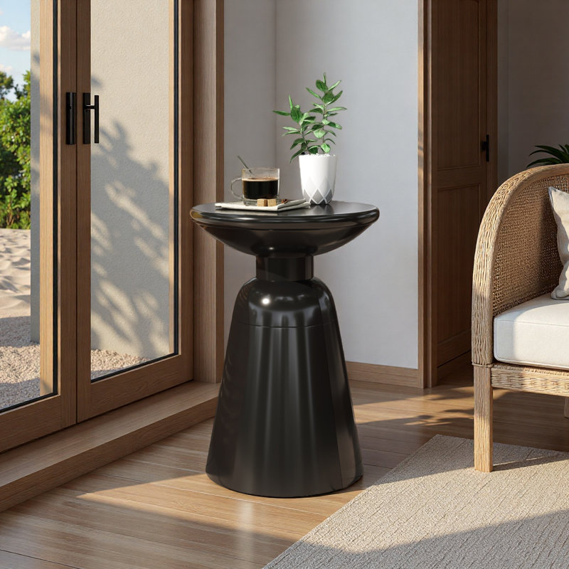 Outdoor Metal End Table-Large, Black