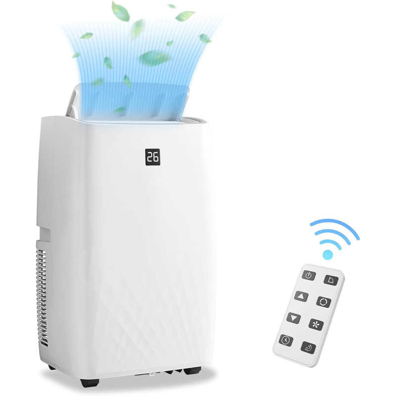 14,000 BTU Portable Air Conditioner - Smart Control, Quiet 48Db, 3-Speed Fan, Dehumidifier, 24-Hour Timer, Includes Remote & Window Kit For 750 Sq. Ft.,White