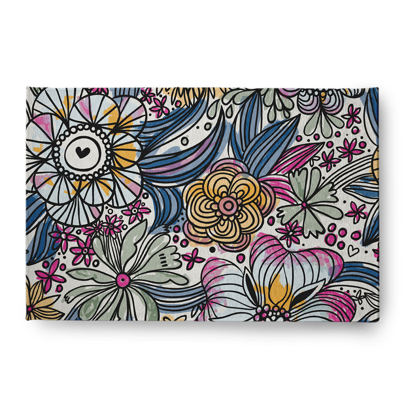 Hidemitsu Chenille Floral Indoor Rug, Rectangle 4' x 6'
