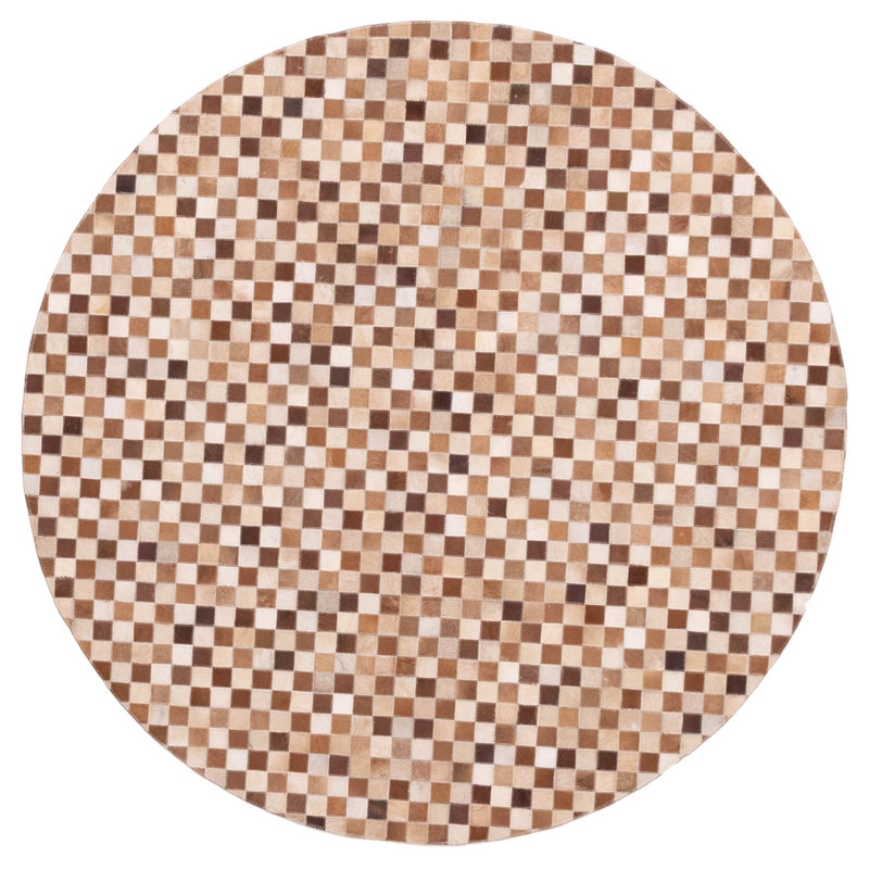 Cowhide Patchwork Brown Rug 5'0" x 5'0"