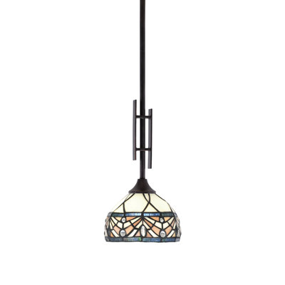 Mini-luminaire suspendu avec tige Uptowne présenté dans un fini granit foncé avec verre d'art royal merlot de 7 po