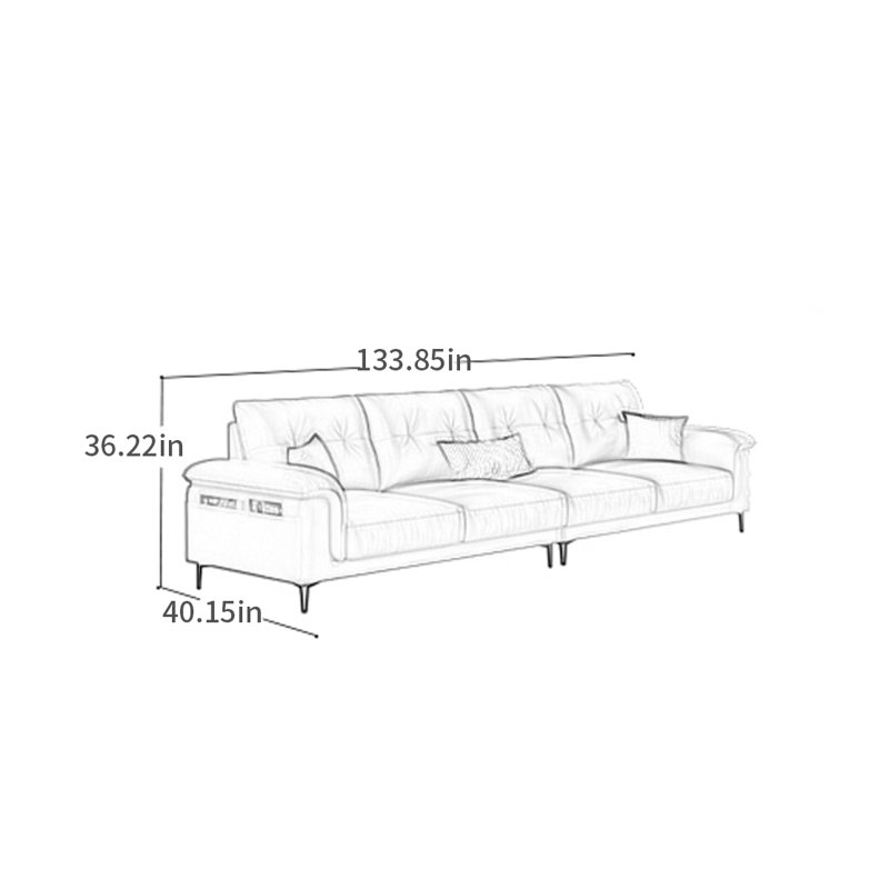Canapé moderne et simple à lumière droite de luxe, H 36,22 po x l 133,85 po x P 40,15 po, 5
