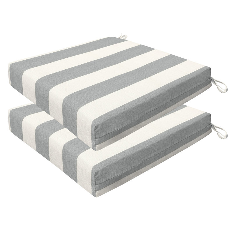 Coussin de siège d'extérieur carré Meridian, Rayure grise, L 18 po x P 17,5 po