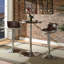 Tabouret réglable vintage en aluminium et brun avec pivot