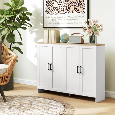 Buffet moderne avec tablettes réglables blanc