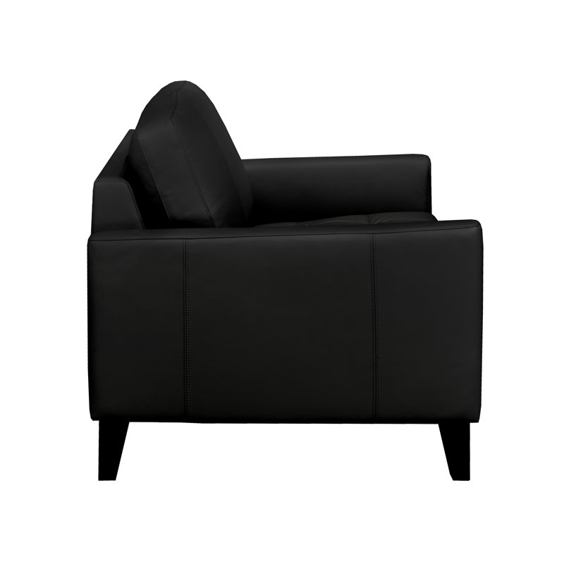 Brunet 60'' Slipcovered Loveseat, Black Genuine Leather
