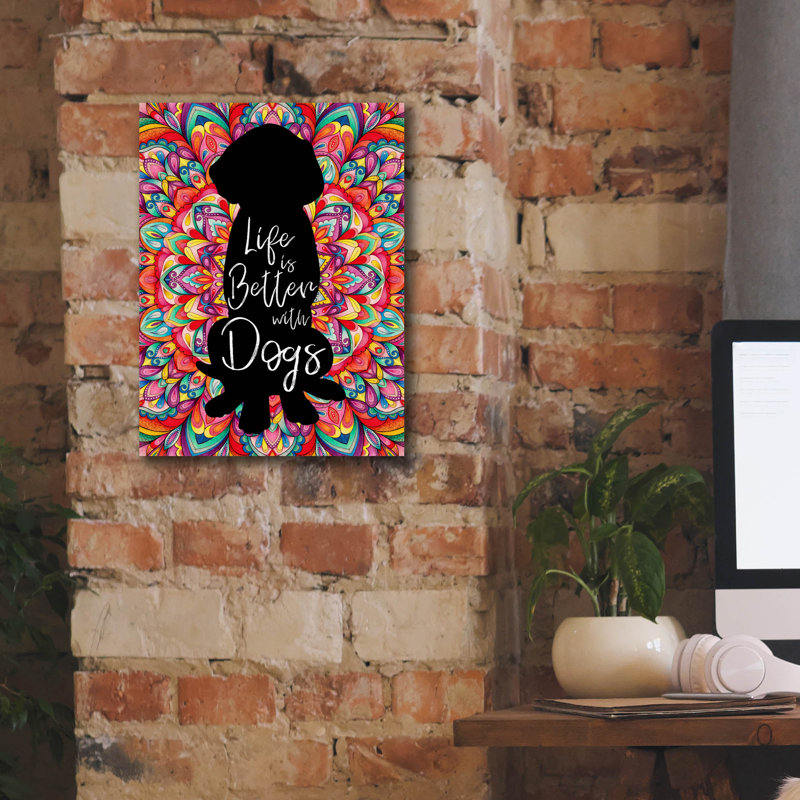 «Better With Dogs» par Hello Angel, art mural sur toile, H 16 po x l 12 po x P 0,75 po