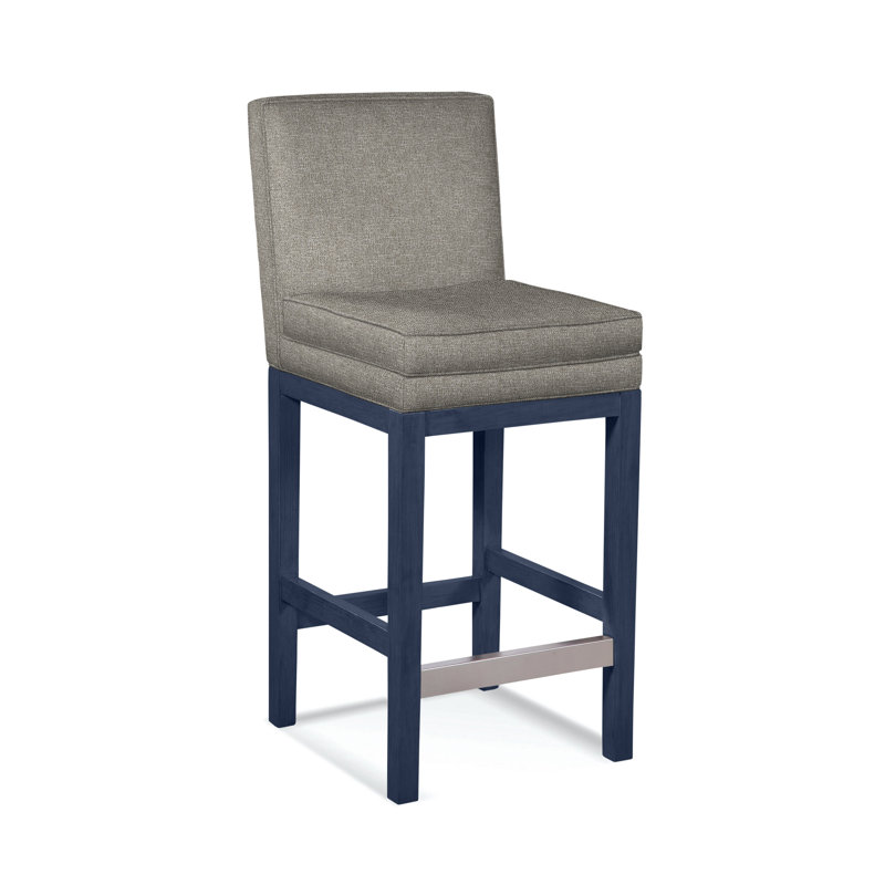 Upholstered Stool, Basic Grey; 0317-83, Nickel Finish