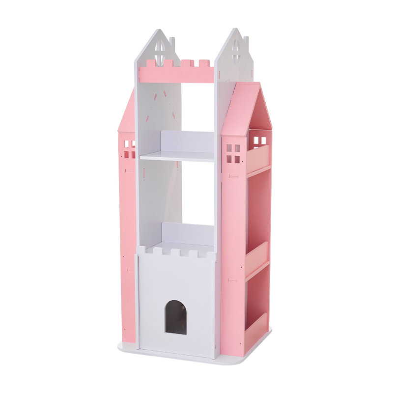 45cm W Floating Shelf Bookcase, White/Pink, (4 Shelves) 106cm. H x 45cm. W x 45cm. D