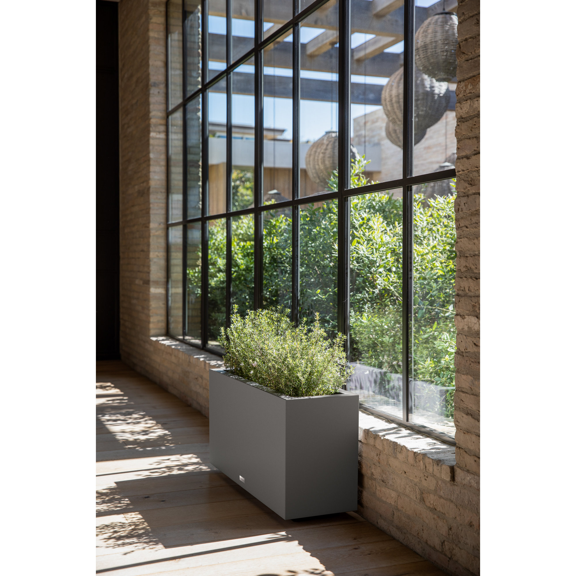 Block Series Long Box Planter, 16” H x 32” W x 10” D, Gray