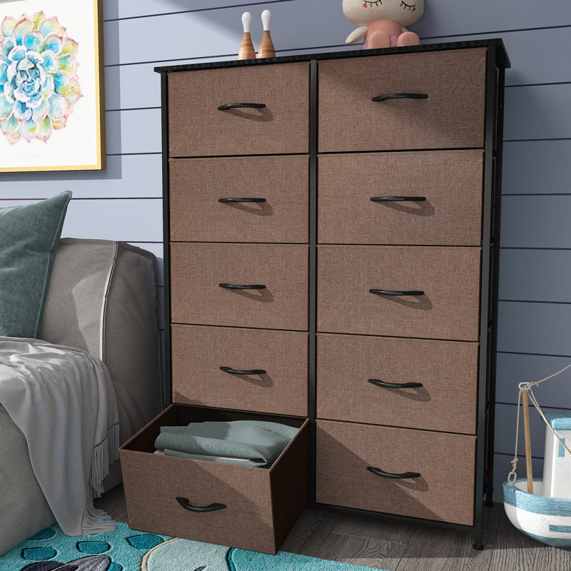 Aala 33.9'' W 10 - Drawer Dresser, Brown/Black