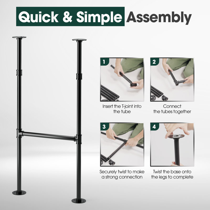Aadirath Glossy Black Metal Table Legs, 38" H x 19" W x 1" D