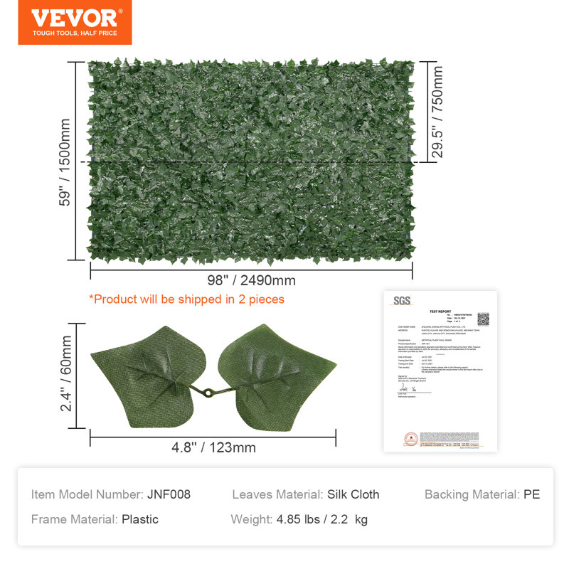 Écran de clôture VEVOR avec envers en toile de filet Matériau des feuilles: Tissu de soie Matériau du support: Polyéthylène Matériau de la structure: Plastique