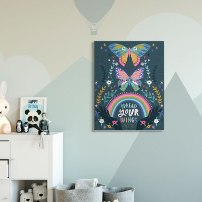 «Spread Your Wings Quote Intricate Butterfly Patterns» par Angela Nickeas - reproduction d'art