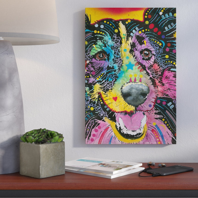 « souriant collie » par dean russo, impression sur toile tendue, H 26 po x l 18 po x P 1,5 po, Toile tendue