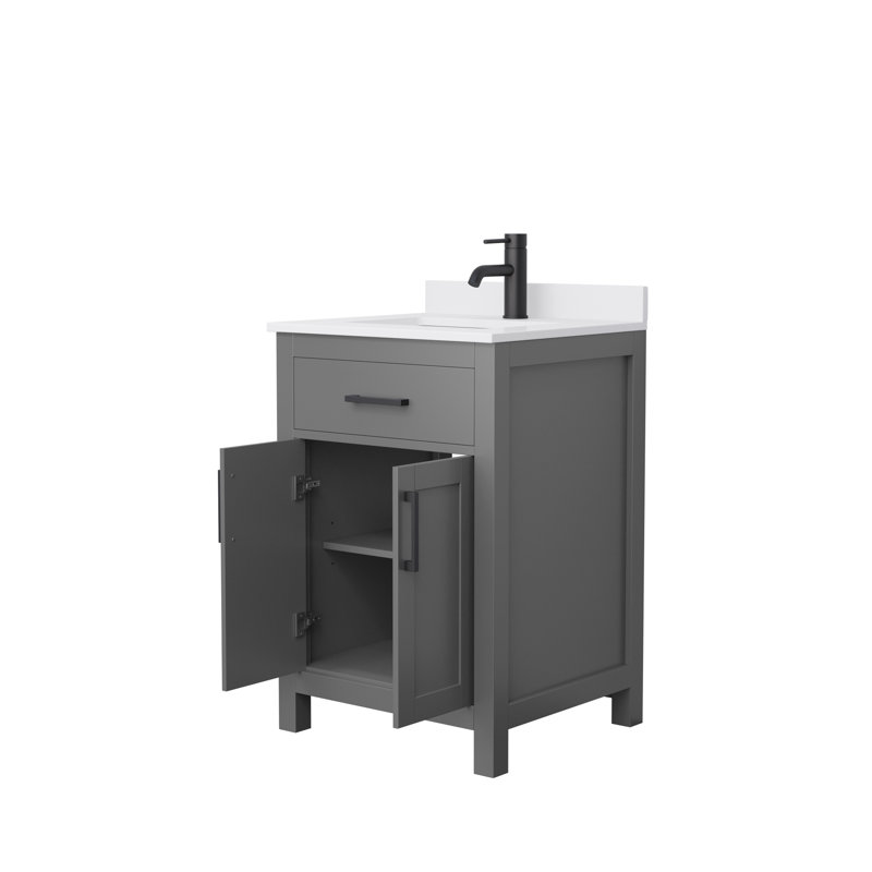 Beckett 24" Dark Gray Freestanding Bathroom Vanity with White Marble Top