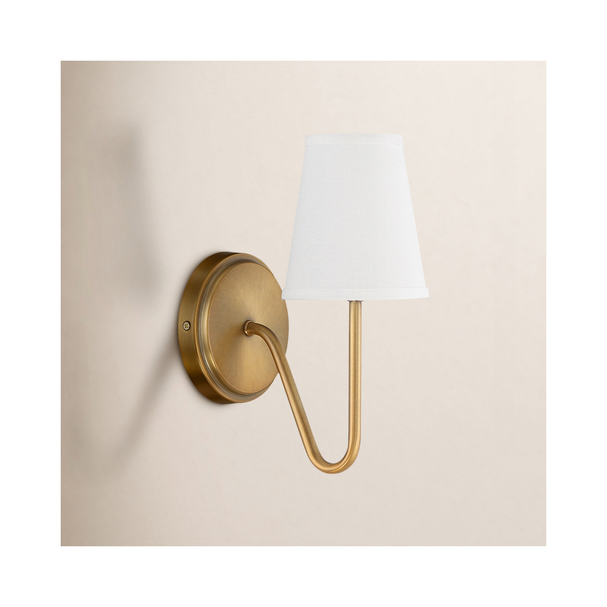 Ponta 1-Light Dimmable Metal Armed Sconce , Natural Brass