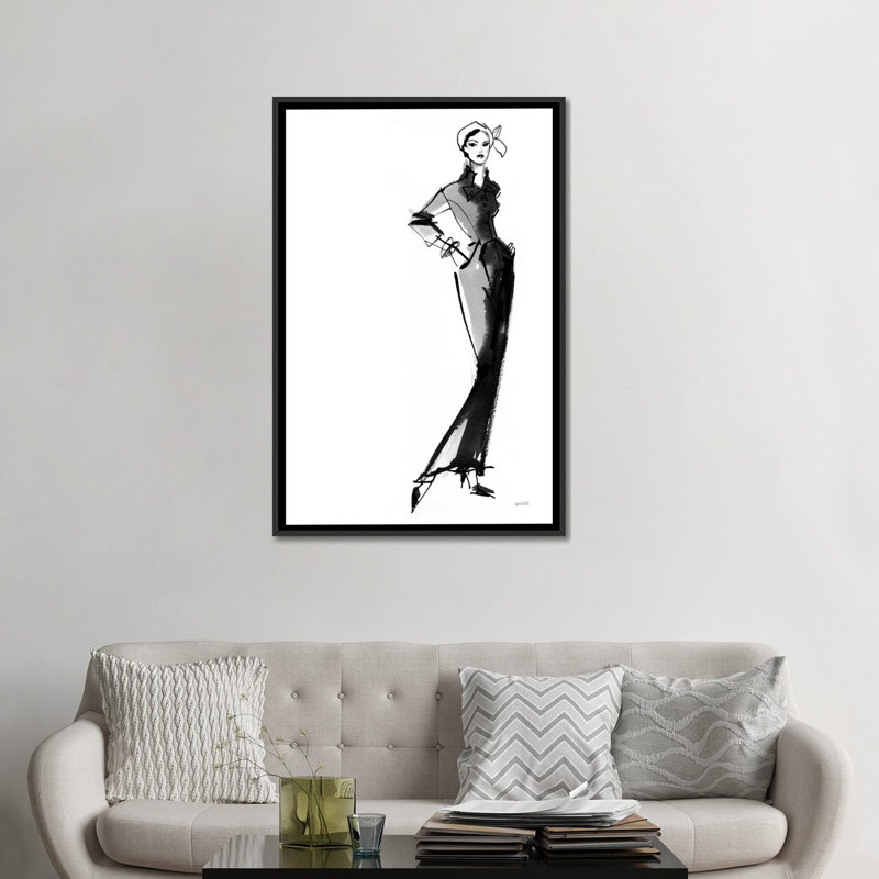 «Fifties Fashion III», reproduction sur toile, H 60 po x l 40 po x P 1,5 po, Toile encadrée noire, Pas de tapis
