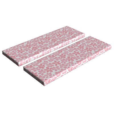 Ambesonne Cherry Blossom Bench Cushion Set Of 2, Unevenly Aligned 5 Petal Sakura Flowers With White Stamens, Standard Size Foam Pad And Decorative Cov -  kbcset_65203