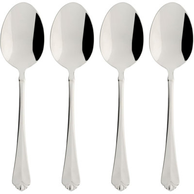 Oneida Juilliard Fine Flatware Dinner Spoon, Dishwasher Safe, Set of 4, Metallic