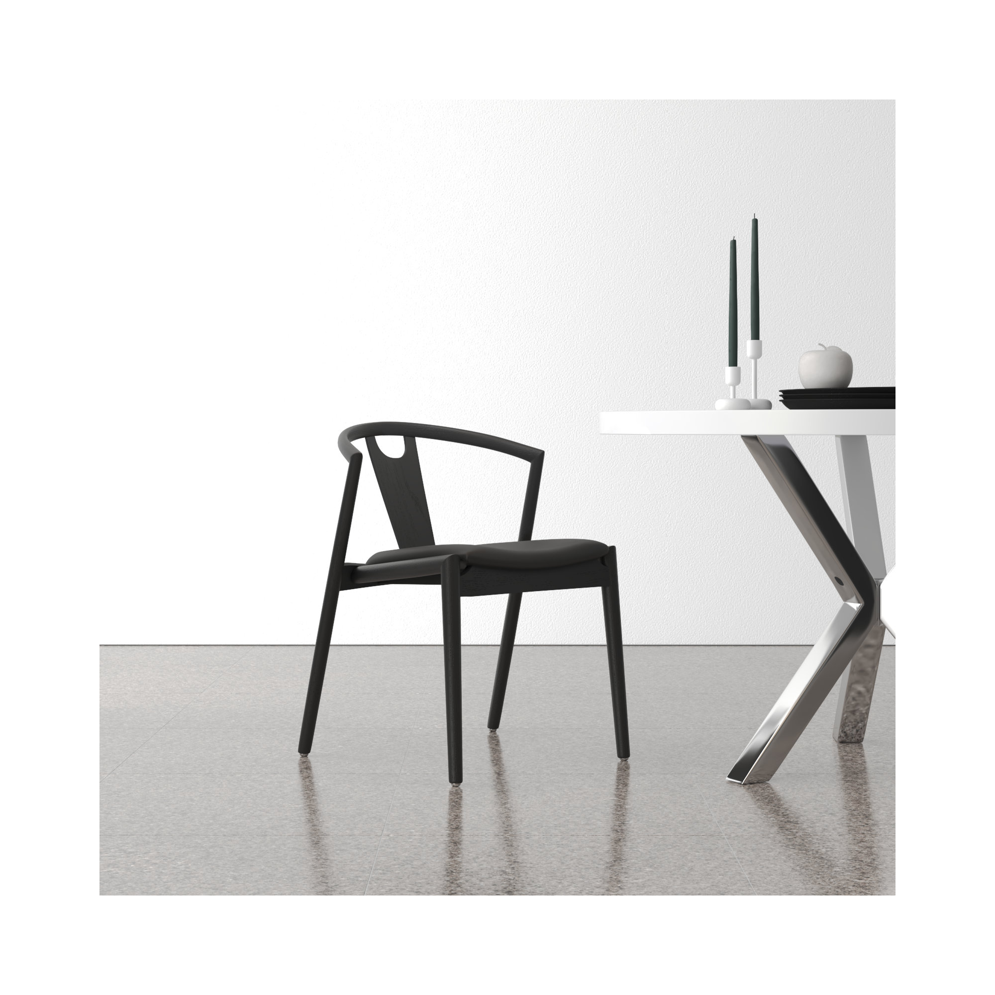 Ambra Vegan Leather Dining Chair, Black Faux Leather, 1