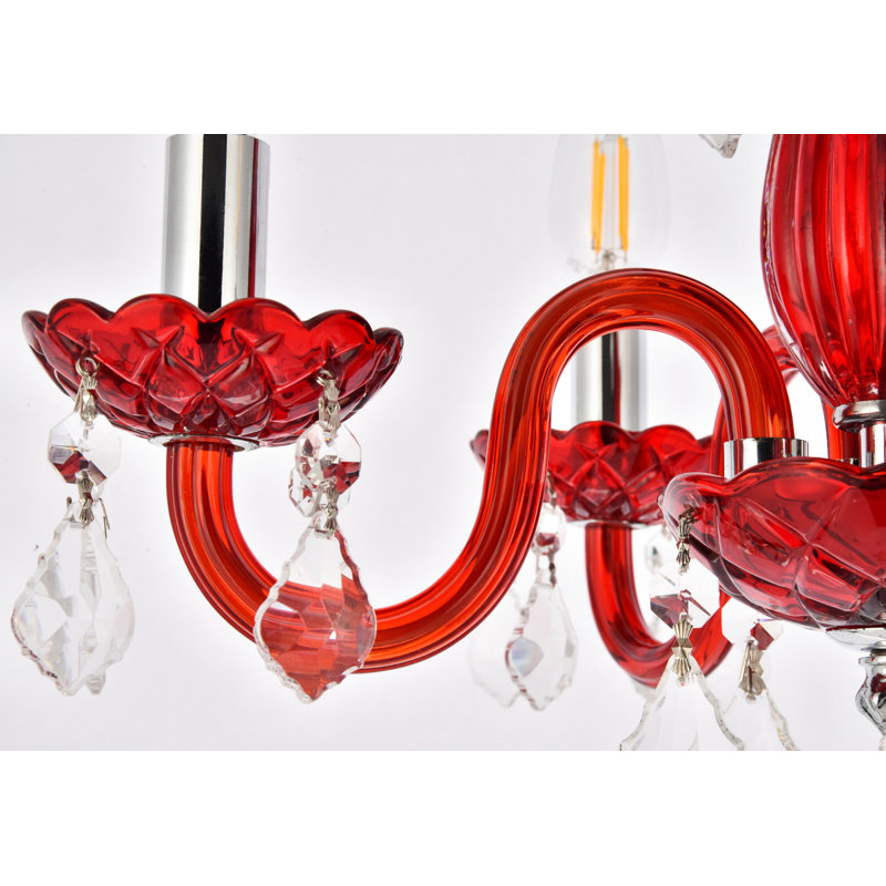 Jaquelin 4 - Light Dimmable Classic / Traditional Chandelier, Red