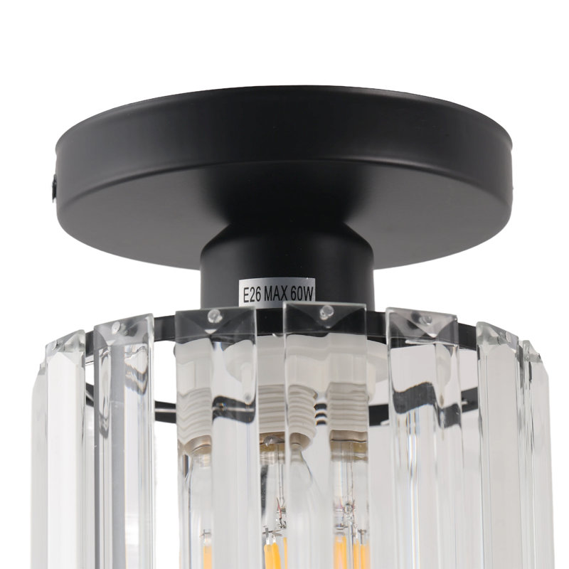 Temaraia Crystal Semi Flush Mount, Matte Black