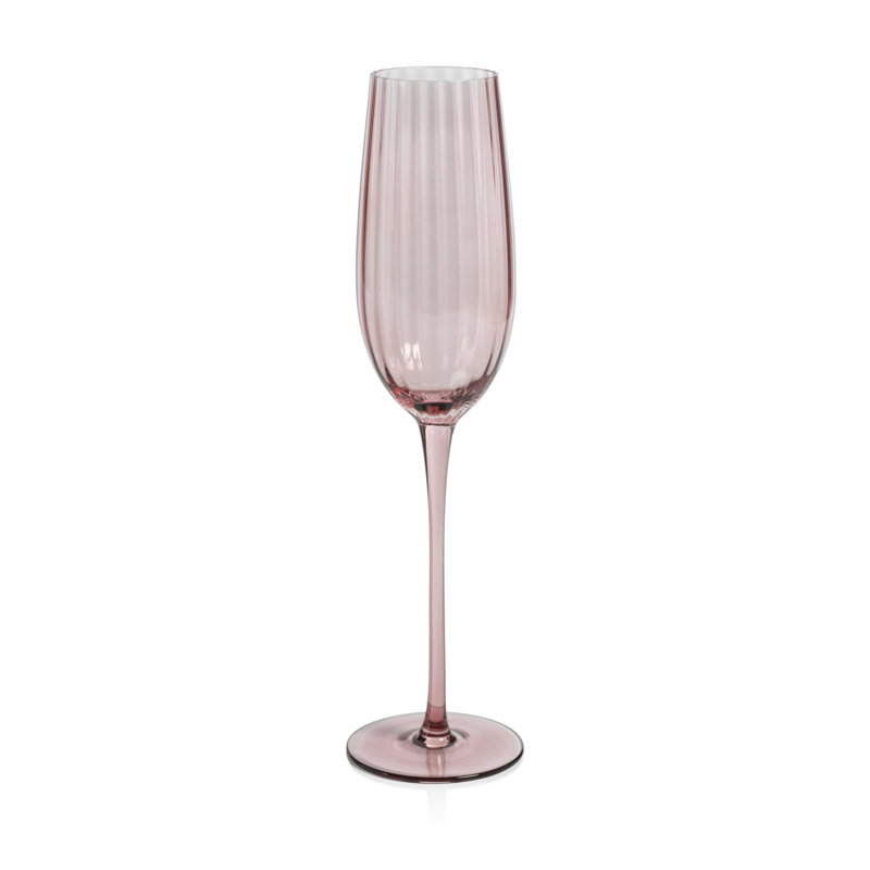 Malden Wine Colored Textured Glass Champagne Flutes, Set of 4