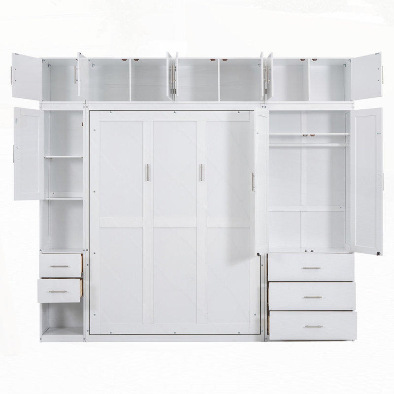 Lit escamotable double avec casiers et armoires, Double