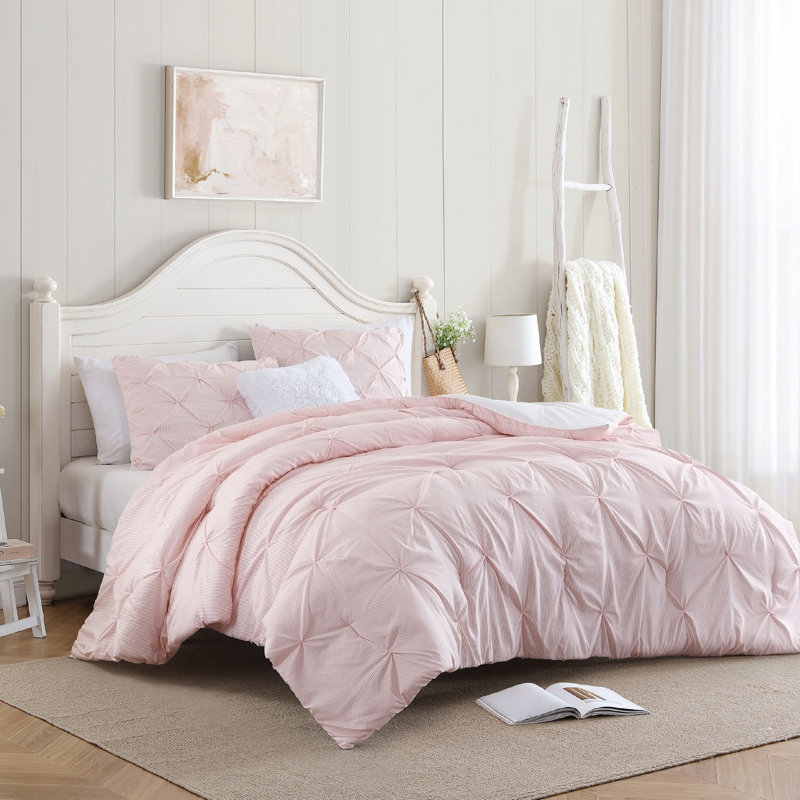 Ensemble d'édredon de 3 pièces en microfibre à nervures Swift Home - couleurs unies et motifs rayés - toutes saisons, durable, facile d'entretien